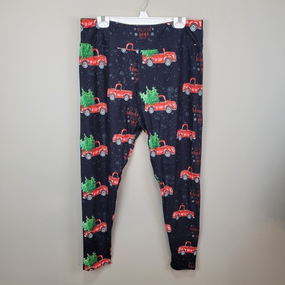 Dren Designs Pants - Dren Designs Christmas Truck Polyester‎ Spandex Ankle Leggings One Size Fits All